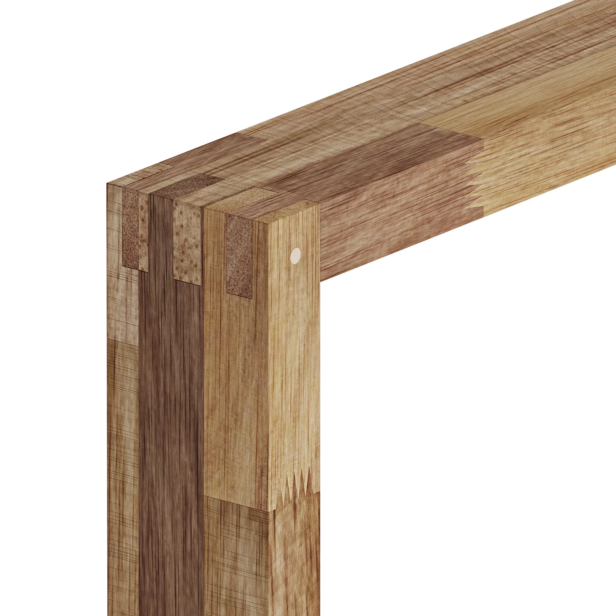 The glued corner joint, shot against white
